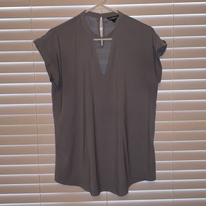 Express Tunic - gray w/ open cut out neck.  Super cute with leggings!